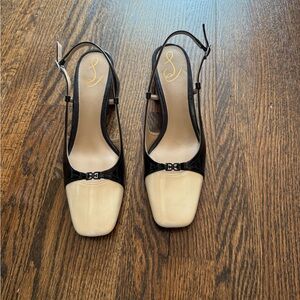 Elegant Black and Cream Women's Slingback Shoes